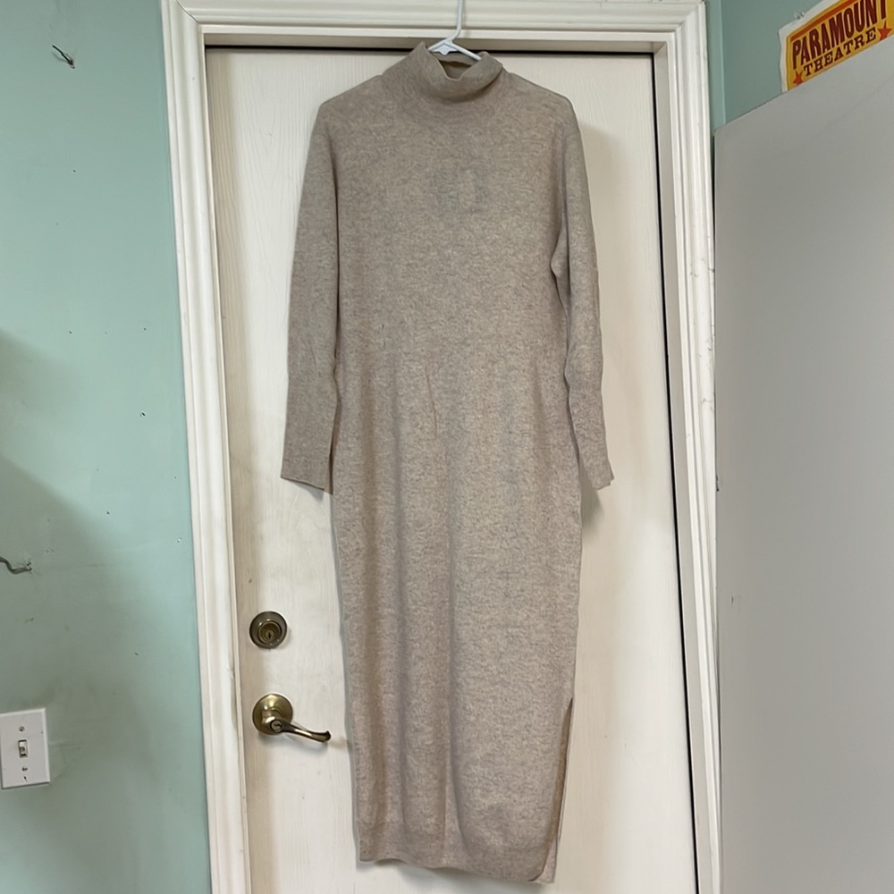 Naadam Cashmere Turtleneck Dress with Slits